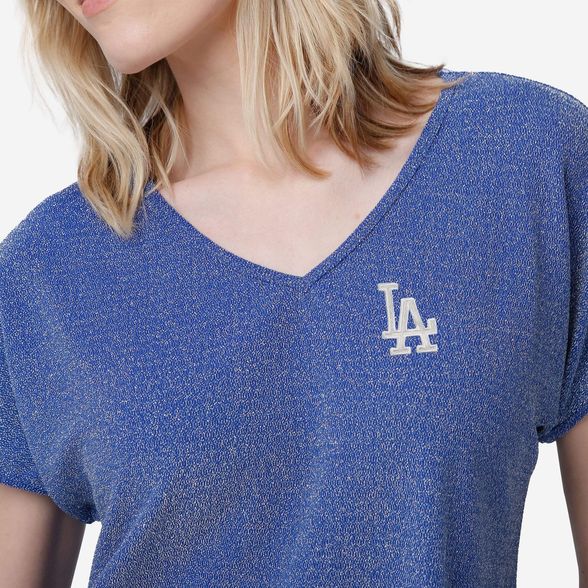 T-shirt Baseball Los Angeles Dodgers T-shirt Femme Dodgers Los Angeles Baseball - Col En V Strass/bling - Noir - Sport T-shirt Bling Sport Femme - Foto 8