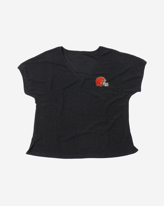 Cleveland Browns Womens Gametime Glitter V-Neck T-Shirt FOCO - FOCO.com