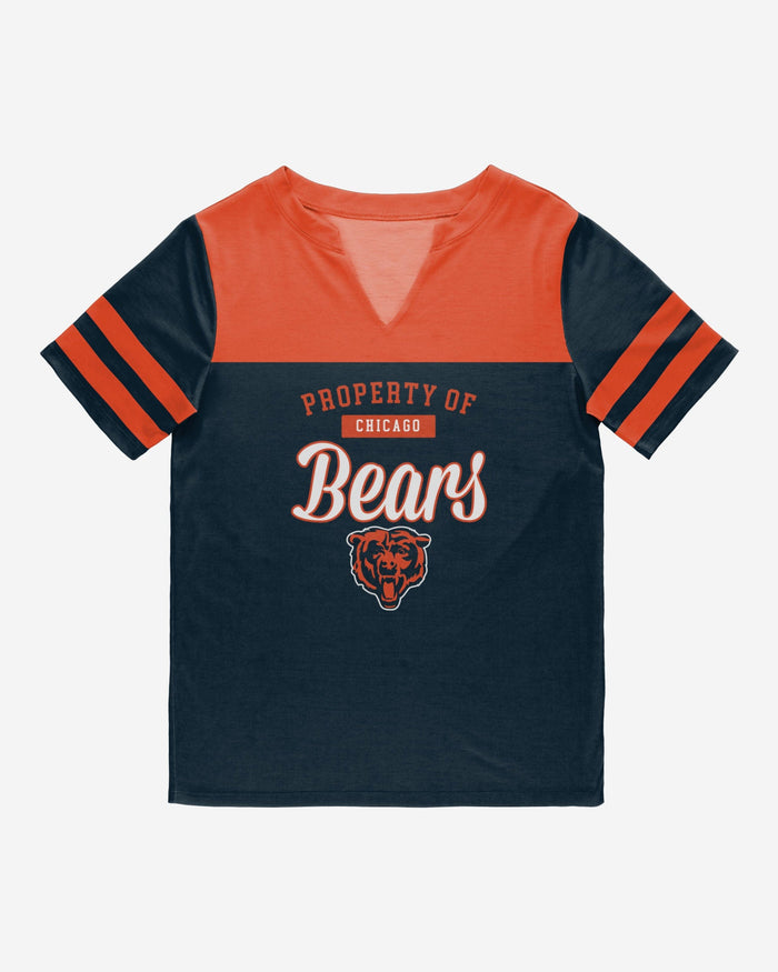 Chicago Bears Womens Team Stripe Property Of V-Neck T-Shirt FOCO - FOCO.com