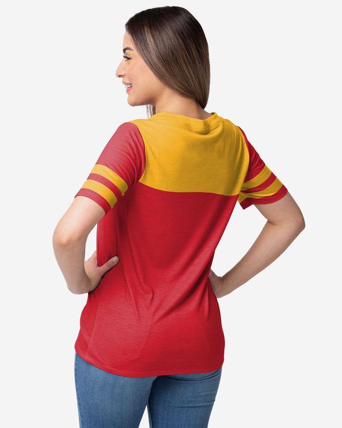 Kansas City Chiefs Womens Team Stripe Property Of V-Neck T-Shirt FOCO - FOCO.com
