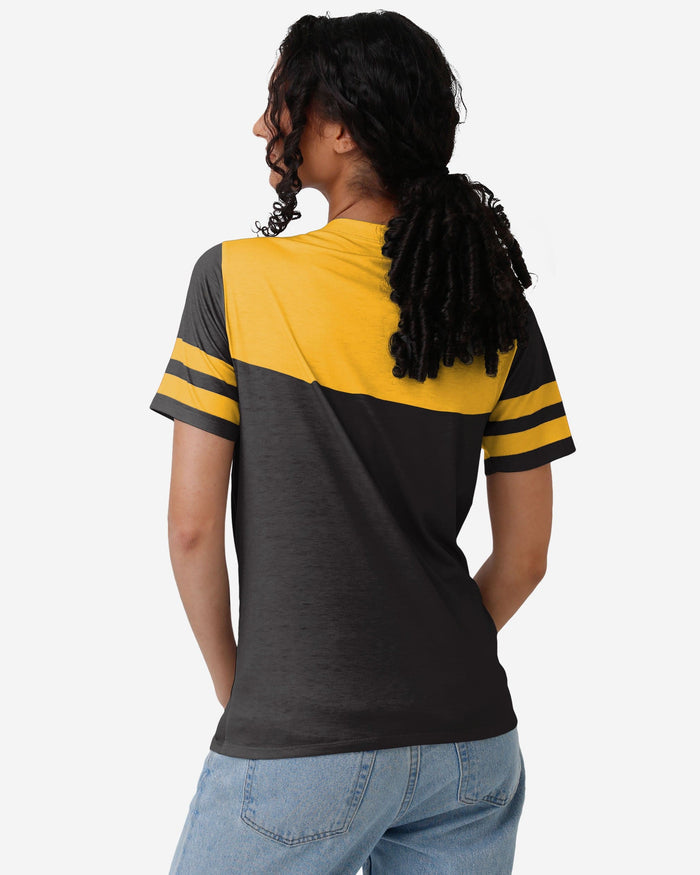 Pittsburgh Steelers Womens Team Stripe Property Of V-Neck T-Shirt FOCO - FOCO.com