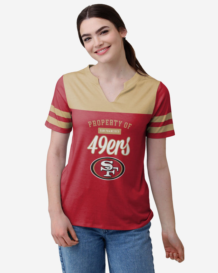 FOCO Women's NFL Team Logo Ladies Fashion Top Property Of V-Neck Shirt FOCO Women's NFL Team Logo Ladies Fashion Top Property Of V-Neck Shirt