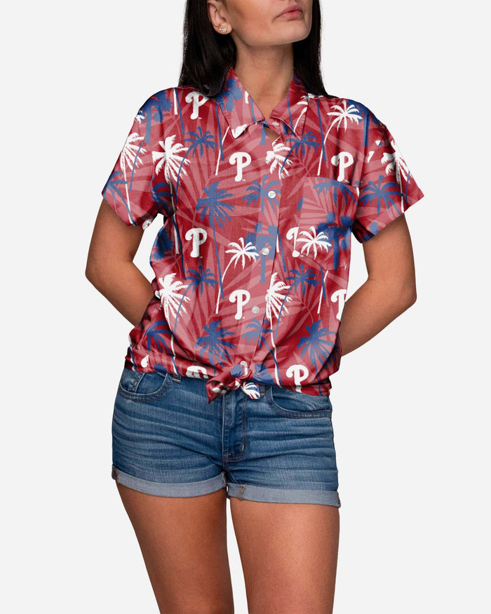 Philadelphia Phillies Tropic Of Da Palms Womens Button Up Shirt FOCO S - FOCO.com