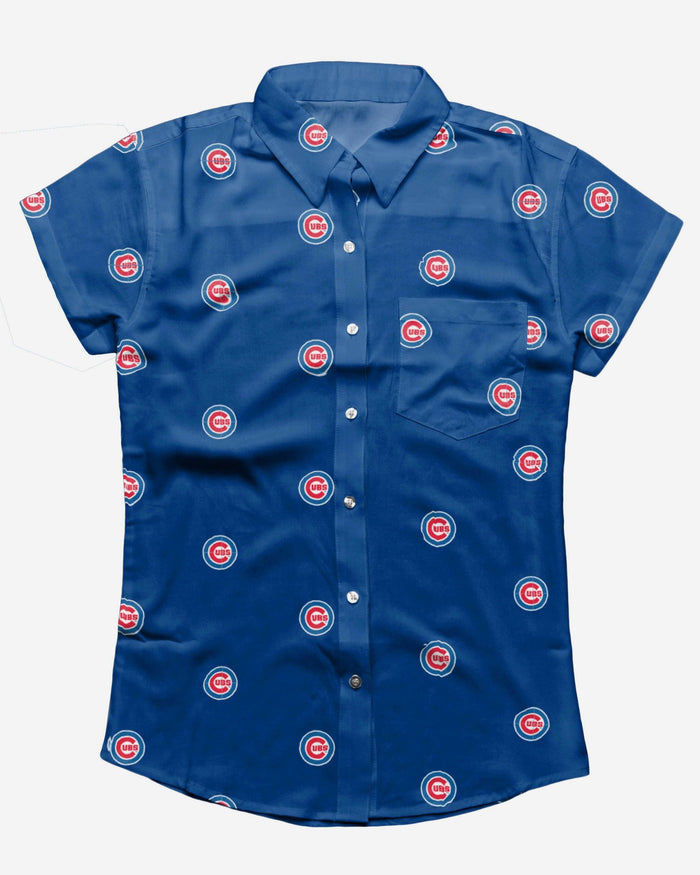 Chicago Cubs Logo Blast Womens Button Up Shirt FOCO - FOCO.com