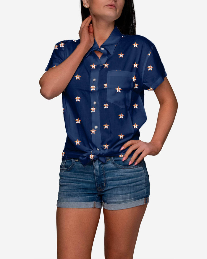 Houston Astros Logo Blast Womens Button Up Shirt FOCO S - FOCO.com