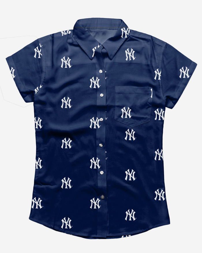 New York Yankees Logo Blast Womens Button Up Shirt FOCO - FOCO.com