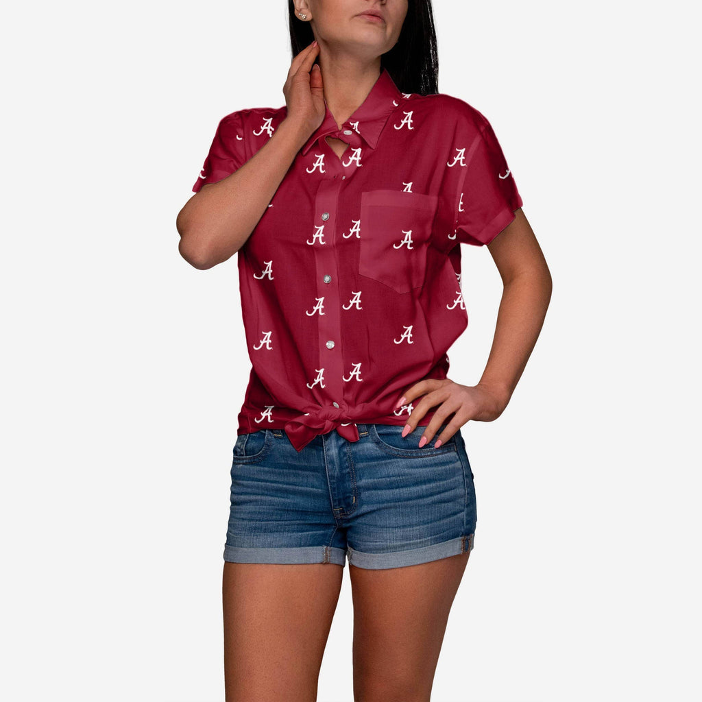 Alabama Crimson Tide Logo Blast Womens Button Up Shirt FOCO S - FOCO.com