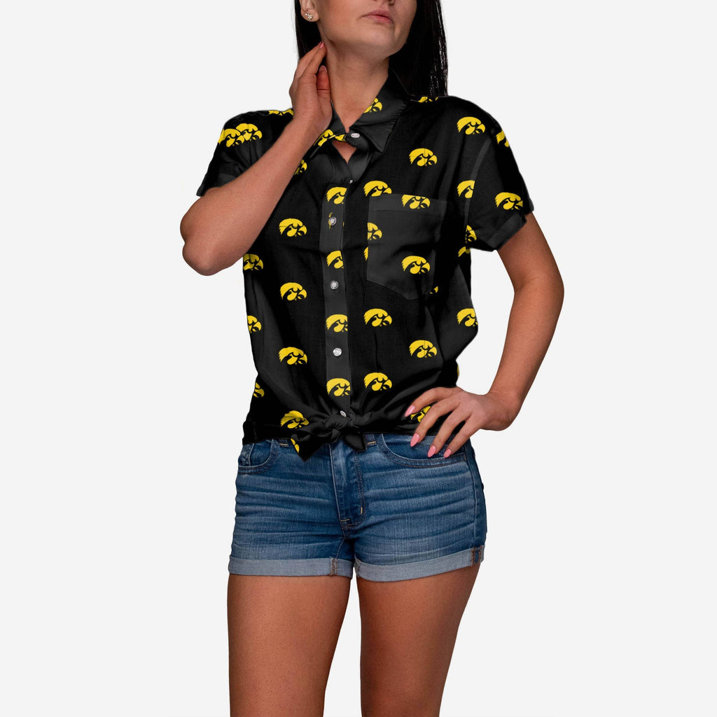 Iowa Hawkeyes Logo Blast Womens Button Up Shirt FOCO S - FOCO.com