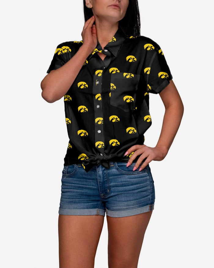 Iowa Hawkeyes Logo Blast Womens Button Up Shirt FOCO S - FOCO.com