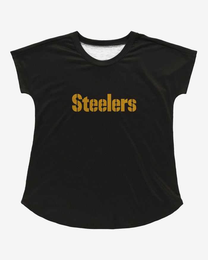 Pittsburgh Steelers Womens Wordmark Black Tunic Top FOCO - FOCO.com