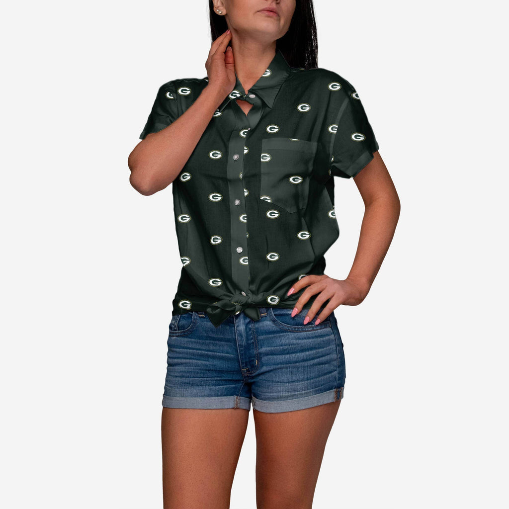 Green Bay Packers Logo Blast Womens Button Up Shirt FOCO S - FOCO.com