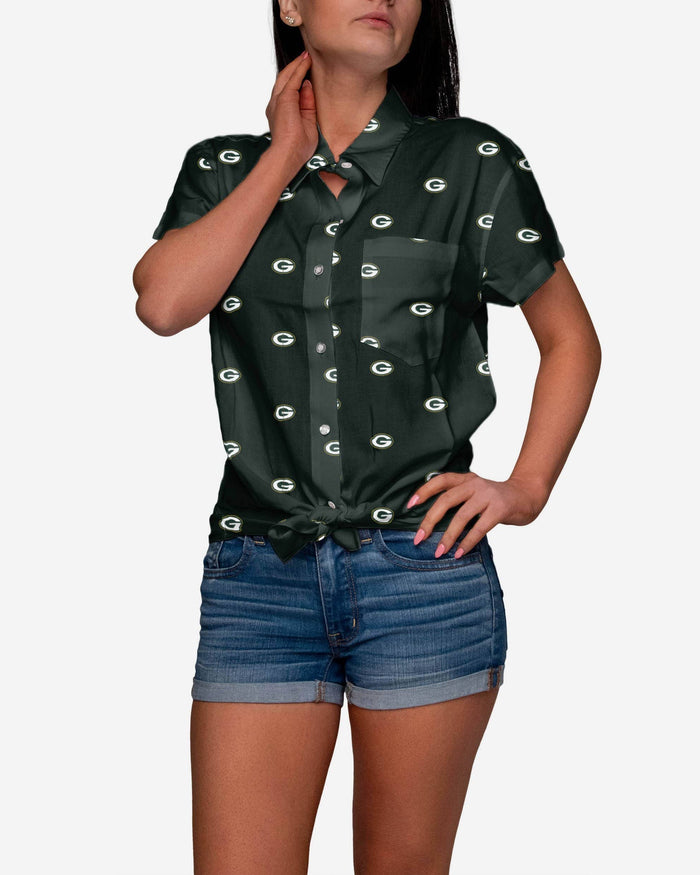 Green Bay Packers Logo Blast Womens Button Up Shirt FOCO S - FOCO.com