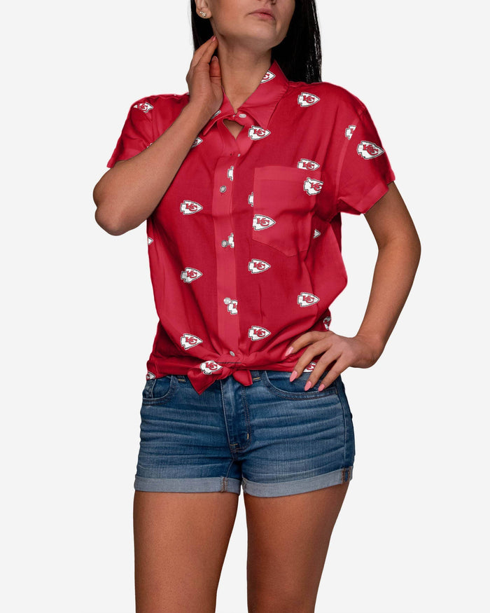 Kansas City Chiefs Logo Blast Womens Button Up Shirt FOCO S - FOCO.com