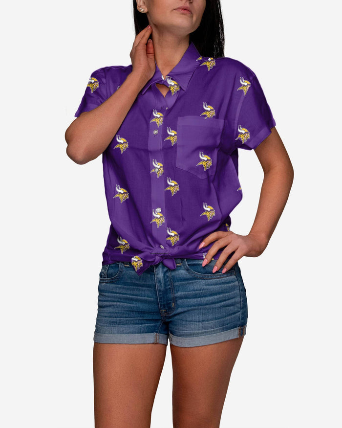 Minnesota Vikings Logo Blast Womens Button Up Shirt FOCO S - FOCO.com