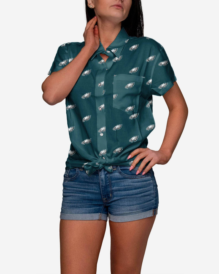Philadelphia Eagles Logo Blast Womens Button Up Shirt FOCO S - FOCO.com
