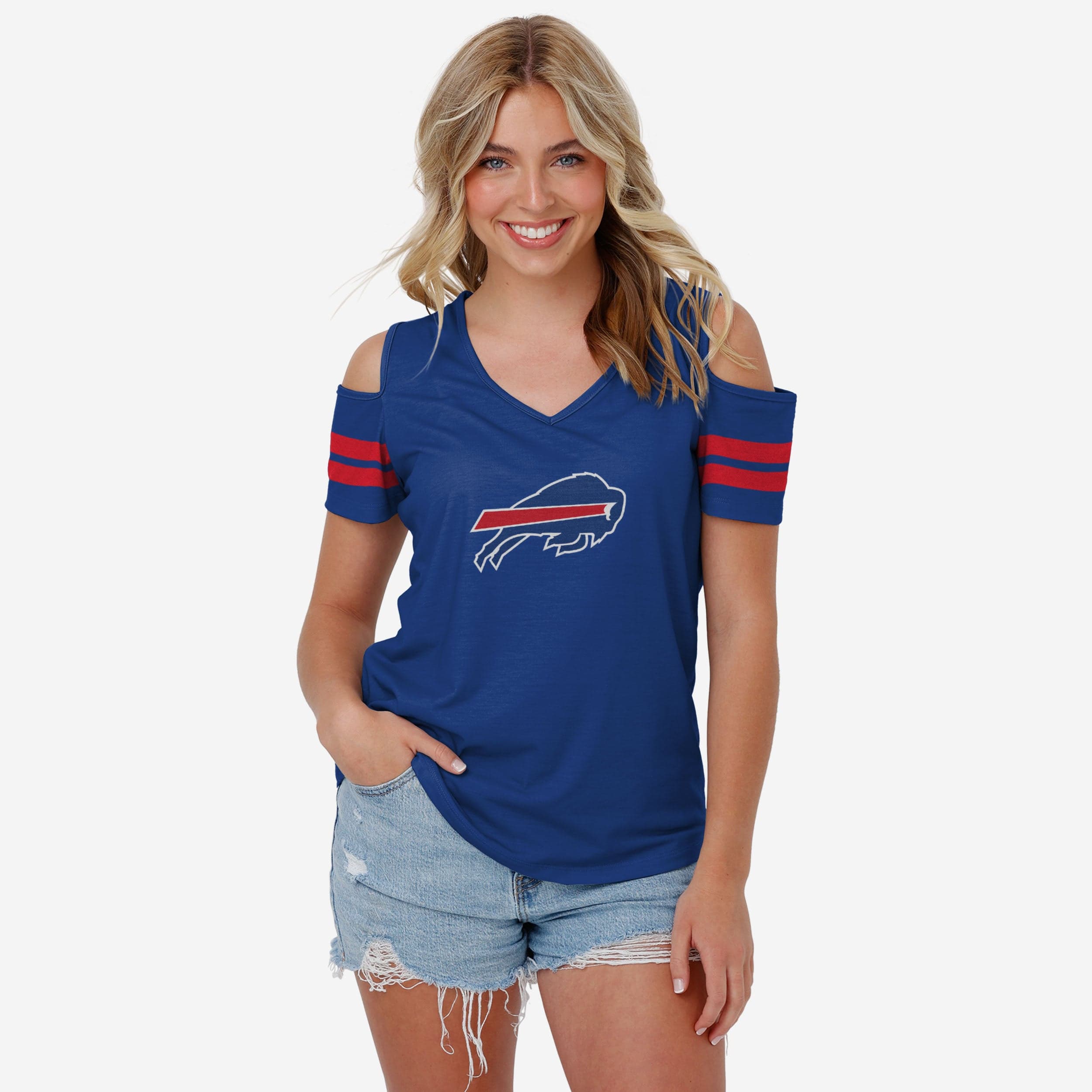 FOCO Buffalo Bills NFL Womens Cold Shoulder T-Shirt