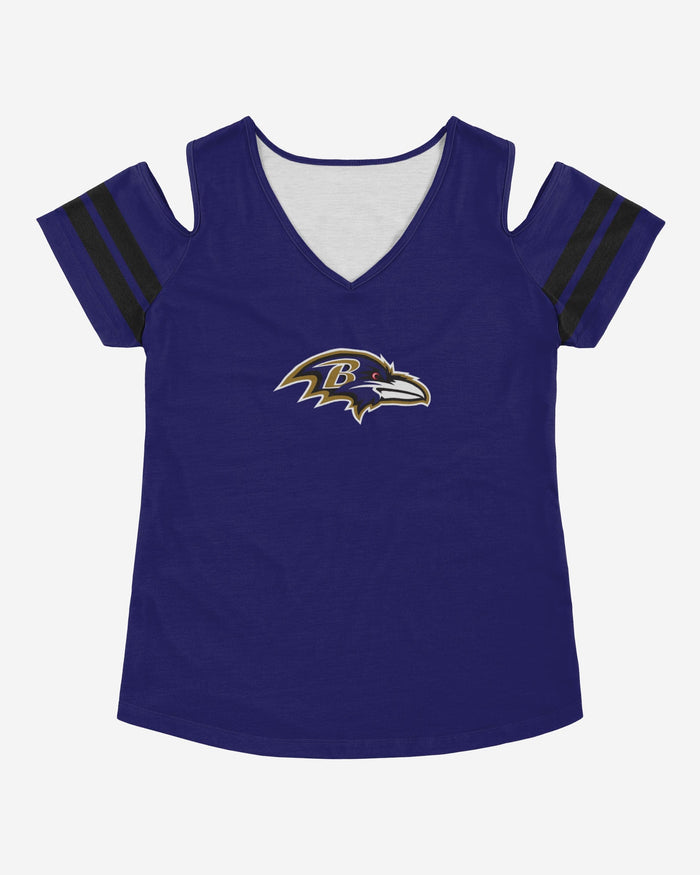Baltimore Ravens Womens Cold Shoulder T-Shirt FOCO - FOCO.com