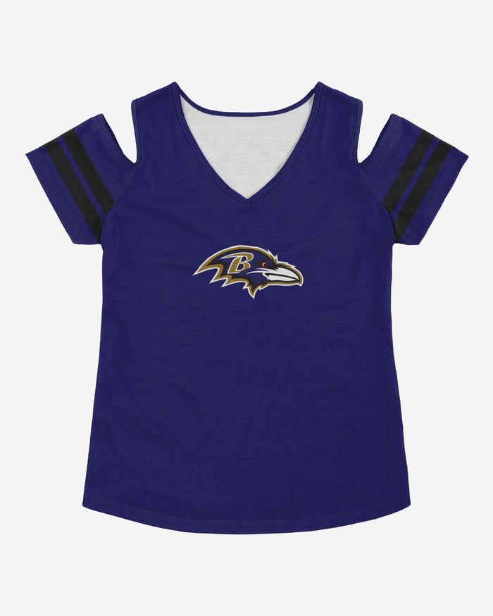 Baltimore Ravens Womens Cold Shoulder T-Shirt FOCO - FOCO.com