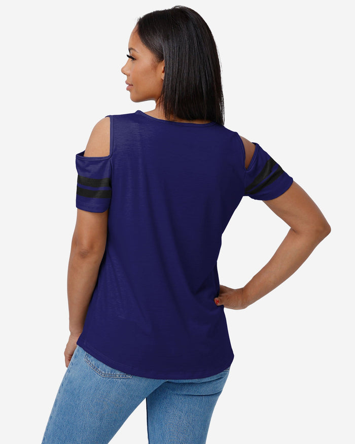 Baltimore Ravens Womens Cold Shoulder T-Shirt FOCO - FOCO.com