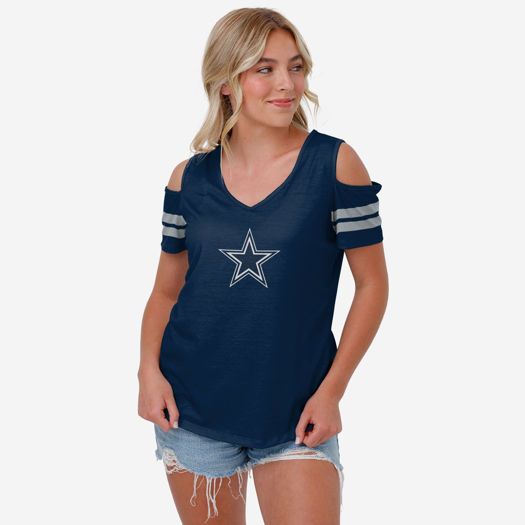 Dallas Cowboys Womens Cold Shoulder T-Shirt FOCO S - FOCO.com