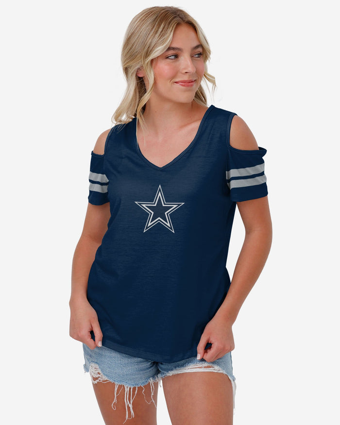 Dallas Cowboys Womens Cold Shoulder T-Shirt FOCO S - FOCO.com