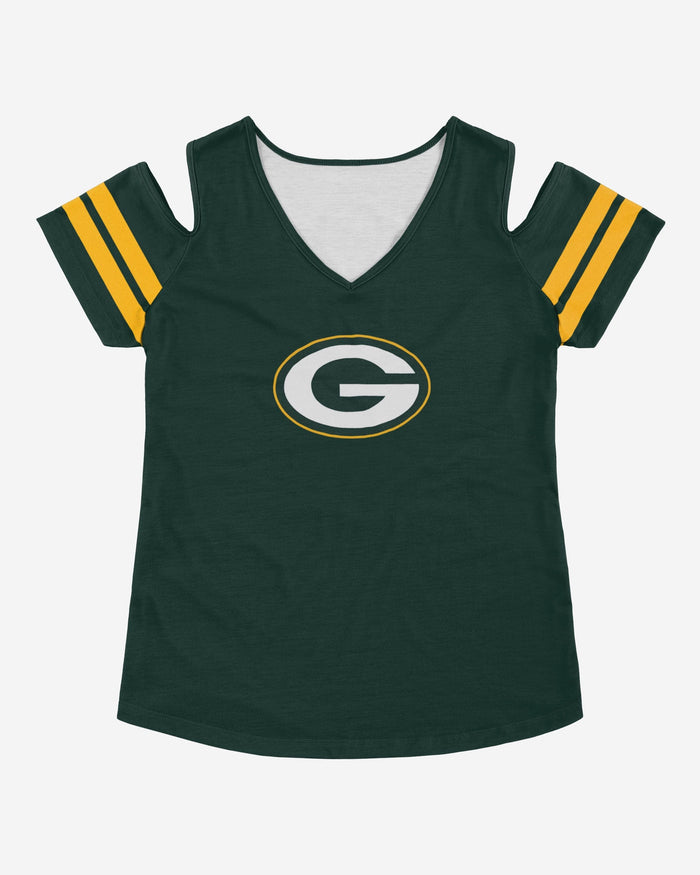 Green Bay Packers Womens Cold Shoulder T-Shirt FOCO - FOCO.com