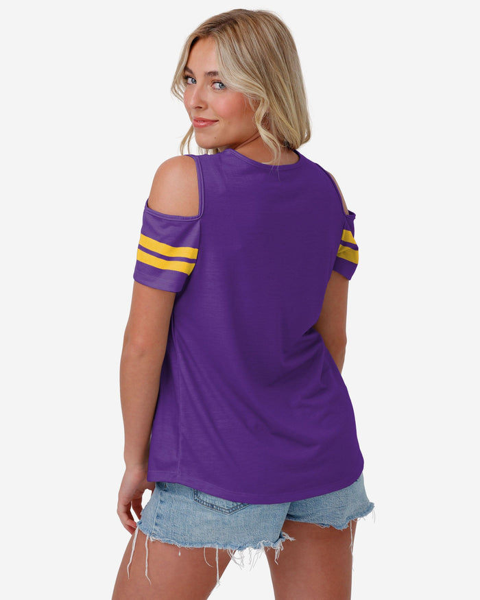 Minnesota Vikings Womens Cold Shoulder T-Shirt FOCO - FOCO.com