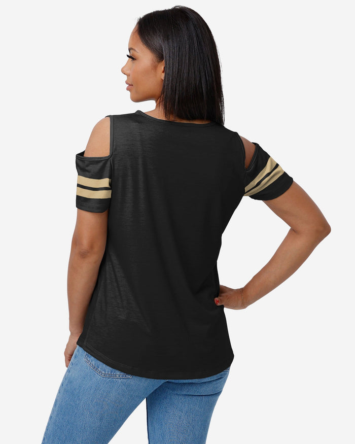 New Orleans Saints Womens Cold Shoulder T-Shirt FOCO - FOCO.com
