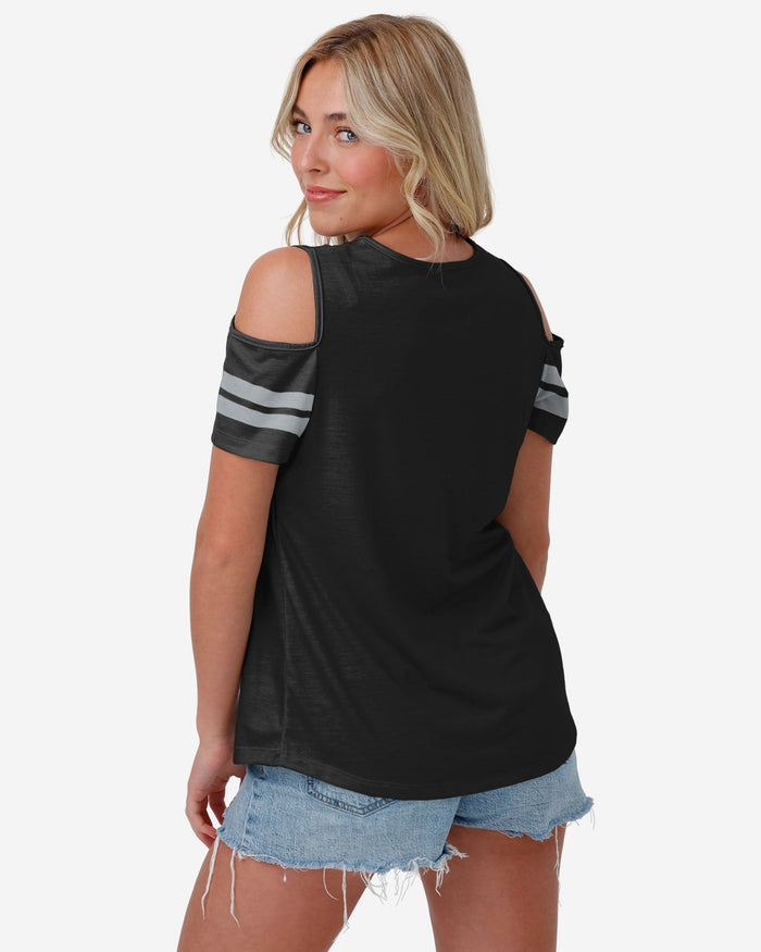 Las Vegas Raiders Womens Cold Shoulder T-Shirt FOCO - FOCO.com