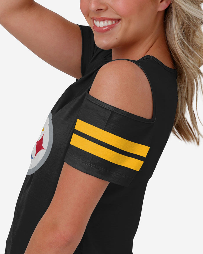 Pittsburgh Steelers Womens Cold Shoulder T-Shirt FOCO - FOCO.com