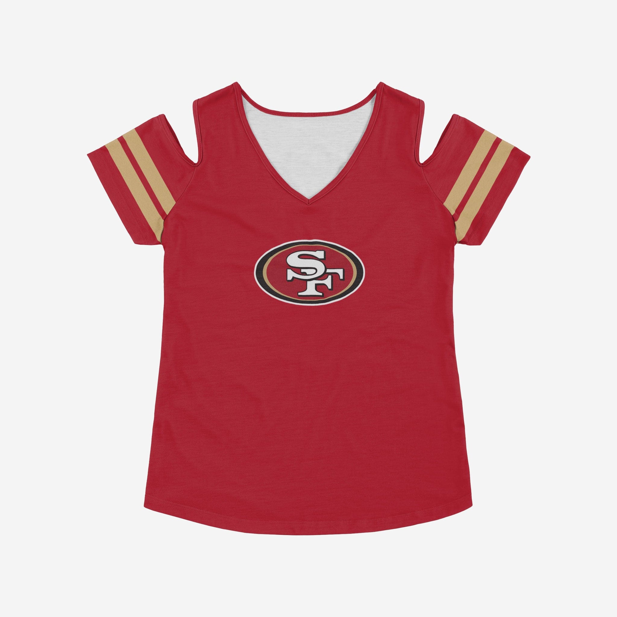 San Francisco 49ers Womens Cold Shoulder T-Shirt FOCO