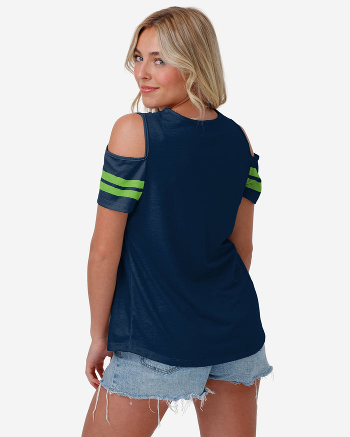 Seattle Seahawks Womens Cold Shoulder T-Shirt FOCO - FOCO.com