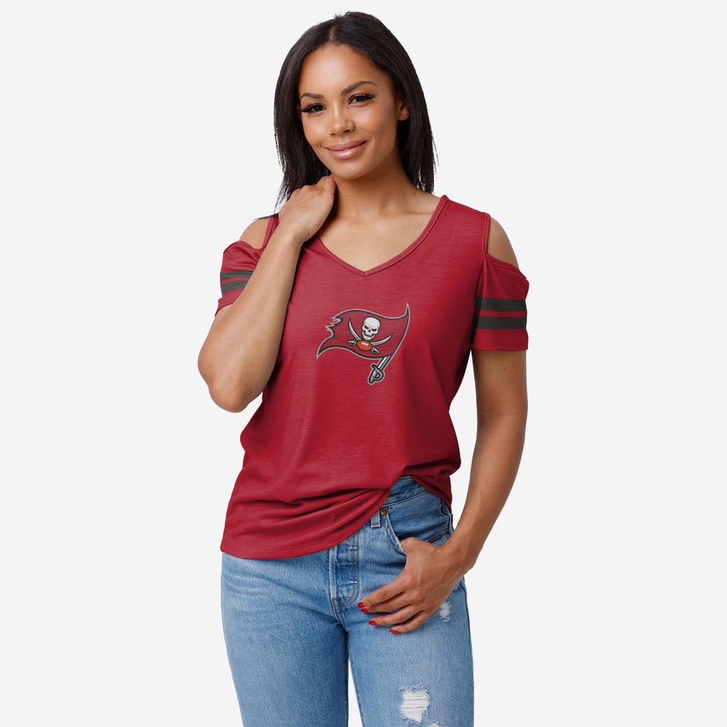 Tampa Bay Buccaneers Womens Cold Shoulder T-Shirt FOCO S - FOCO.com