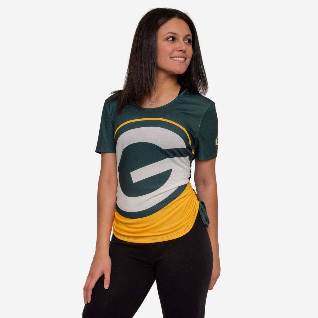 Green Bay Packers Womens Ruched Replay Short Sleeve Top FOCO S - FOCO.com
