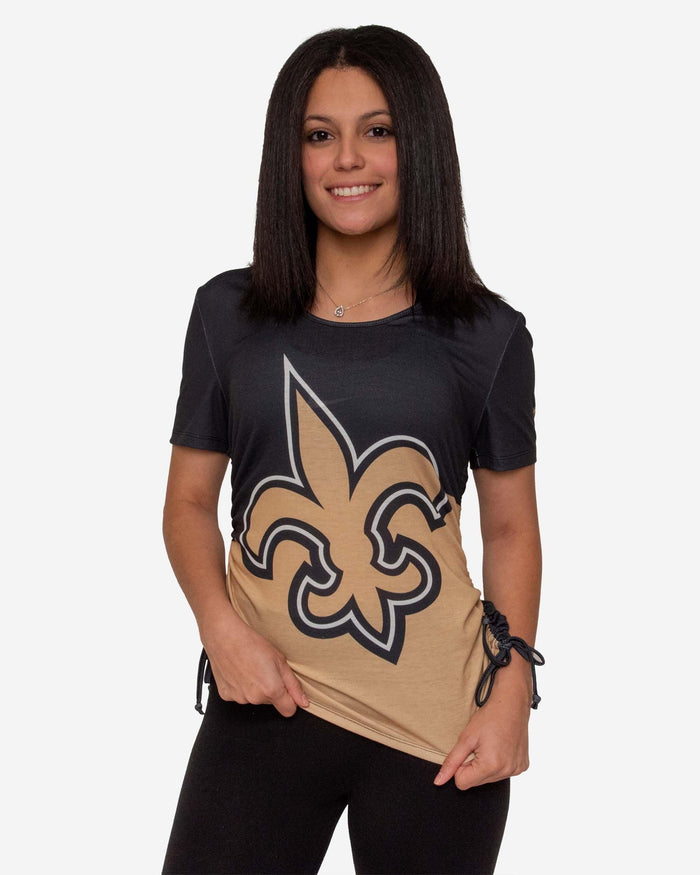 New Orleans Saints Womens Ruched Replay Short Sleeve Top FOCO S - FOCO.com