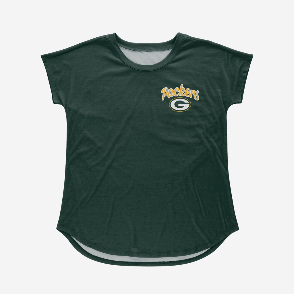 Green Bay Packers Womens Script Wordmark Tunic Top FOCO