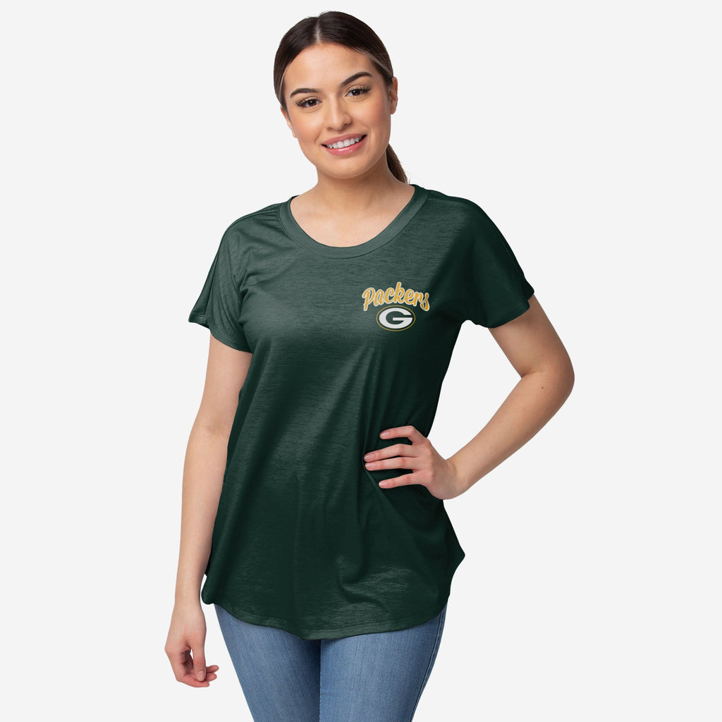Green Bay Packers Womens Script Wordmark Tunic Top FOCO S - FOCO.com